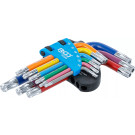 BGS Torx Winkelschlüssel-Satz Multicolour kurz mit Bohrung und Kugelkopf | 74463