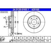 Bremsscheibe Mazda P. 3/5 1.4-2.0 03 | 24.0125-0165.1