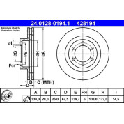 Bremsscheibe Toyota P. Land Cruiser 3.0 D-4D 03-09 | 24.0128-0194.1