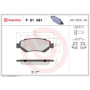 BREMBO Bremsklötze VA | CITROEN C1 PEUGEOT 107, 108 05 | P 61 081