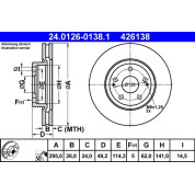 Bremsscheibe Toyota P. Avensis/Corolla 1.6-2.2 D-4D 04-09 | 24.0126-0138.1