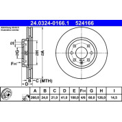 Bremsscheibe Opel P. Combo/Corsa/Tigra 00-12 Power Disc | 24.0324-0166.1