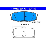 Bremsbelagsatz Toyota T. Land Cruiser 4.5D/4.6-4.7 V8 08 | 13.0460-5619.2