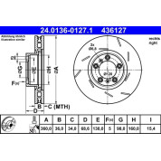 Bremsscheibe Porsche P. Panamera 3.0-4.8 09-13 Pr | 24.0136-0127.1