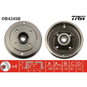 72 472 018 Bremstrommel m. Radlager | RENAULT Clio,DACIA Logan 91 | DB4245B