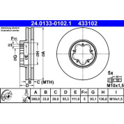 Bremsscheibe Ford P. Transit 2.0-2.2 Tdci 12 | 24.0133-0102.1