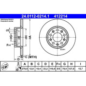 Bremsscheibe Jeep T. Cherokee 2.0-2.2 Crd 4X4 14 | 24.0112-0214.1