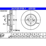 Bremsscheibe Toyota P. Corolla 1.4-1.6 Vvt-I 02-07 | 24.0125-0155.1