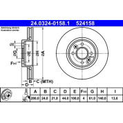 Bremsscheibe Renault P. Kangoo/Laguna/Megane/Scenic 1.4-2.0 95-09 Power Disc | 24.0324-0158.1