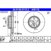 Bremsscheibe Bmw S. 5/6/7 10- Le | 24.0136-0115.2