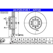 Bremsscheibe Vw P. Golf 5/A3/Octavia/Caddy/Touran 288X25Mm | 24.0125-0145.1