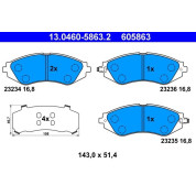 Bremsbelagsatz Daewoo P. Nubira 1.4-2.0 16V 99 | 13.0460-5863.2