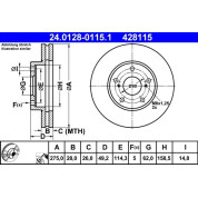 Bremsscheibe Toyota P. Avensis/Camry/Previa 2,0-3,0 91-09 | 24.0128-0115.1