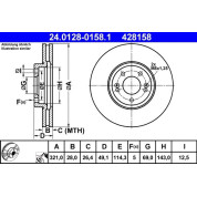 Bremsscheibe Hyundai P. Santa Fe 2.2 Crdi/2.7 06-12 | 24.0128-0158.1