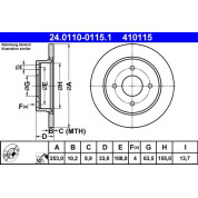 Bremsscheibe Ford T. Fiesta/Focus 98 | 24.0110-0115.1