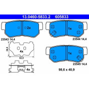 Bremsbelagsatz Hyundai T. Elantra/Getz/Trajet/Tucson 01 | 13.0460-5833.2