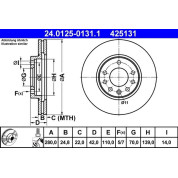 Bremsscheibe Opel P. Astra/Meriva/Zafira 1.3-2.2 D 98 | 24.0125-0131.1