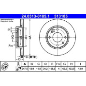 Bremsscheibe Peugeot S. 206 1.1-1.4 98- Power Disc | 24.0313-0185.1