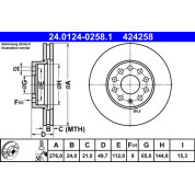 Bremsscheibe Vw P. Golf 1.2-2.0 12 | 24.0124-0258.1