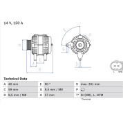 Lichtmaschine | VW,DODGE,JEEP,CHRYSLER,FORD,SEAT | 0 986 045 360