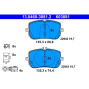 Bremsbelagsatz, Scheibenbremse | 13.0460-3881.2