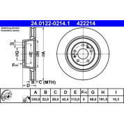 Bremsscheibe Vw T. Phaeton 3.2-6.0 4Motion 02-16 | 24.0122-0214.1