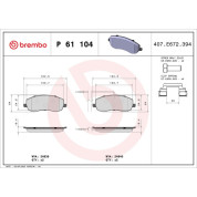 BREMBO Bremsklötze VA | CITROEN C8/Ulysse/FIAT/PEUG 06 | P 61 104