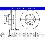 Bremsscheibe Opel P. Speedster/Vectra 1.6-2.6 95 | 24.0125-0119.1