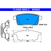 Bremsbelagsatz Mazda T. Cx-7/Cx-9 2.2-3.7 07 | 13.0460-5605.2