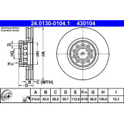 Bremsscheibe Audi S. A6/A8 2.8-4.2 94-02 | 24.0130-0104.1