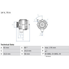 Lichtmaschine | MERCEDES C-Klasse | 0 986 036 820