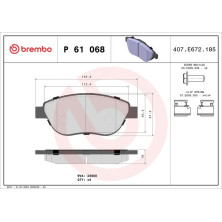 BREMBO Bremsklötze VA | CITROEN C4, Xsara PEUGEOT 206, 207, 307 00-12 | P 61 068