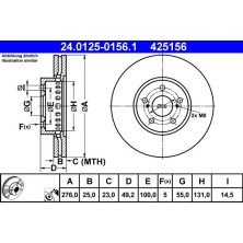 Bremsscheibe Toyota P. Avensis 1.6-2.0 97-03 | 24.0125-0156.1