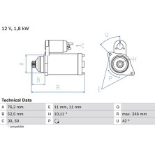 Starter | AUDI,SEAT,SKODA,VW | 0 986 016 980