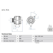 Lichtmaschine | KIA,HYUNDAI,DODGE | 0 986 049 570