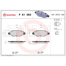 BREMBO Bremsklötze VA | CITROEN Xsara PEUGEOT 206 98-13 | P 61 063