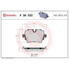 BREMBO Bremsklötze HA | JAGUAR F-Type, XJ 09 | P 36 032