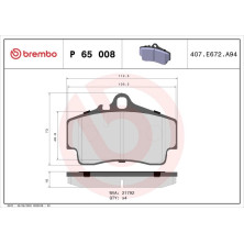 BREMBO Bremsklötze HA | PORSCHE 911, Boxster 97-13 | P 65 008