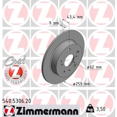 89 482 009 Bremsscheibe HA | SUZUKI Swift 1.6 12 | 540.5306.20