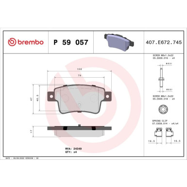 BREMBO Bremsklötze HA | OPEL Corsa 06-14 | P 59 057