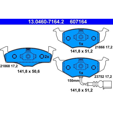 Bremsbelagsatz Vw P. Polo 1.2-2.0 01- Mit Sensor | 13.0460-7164.2