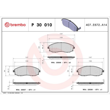 BREMBO Bremsklötze VA | HYUNDAI H-1 97-08 | P 30 010