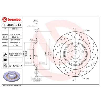 Bremsscheibe HA Xtra | AUDI A4,S4,S5,Q5 07 | 09.B040.1X