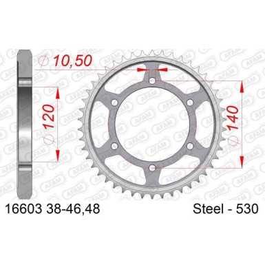 AFAM Kettenrad STAHL 42 Zähne | für 530 | 16603-42