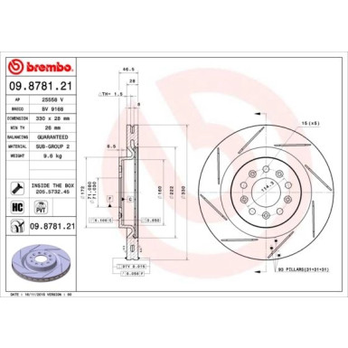 52 482 028 Bremsscheibe HA | ASTON Martin DB9 04 | 09.8781.21