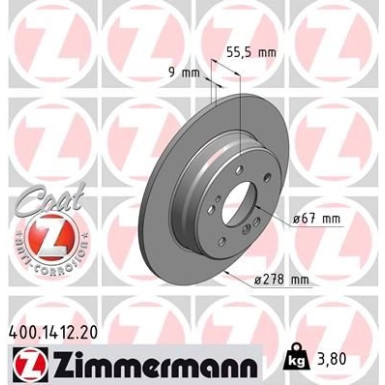 ZIMMERMANN Bremsscheibe | 400.1412.20