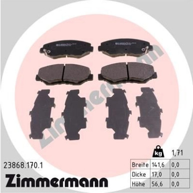 ZIMMERMANN Bremsbeläge | 23868.170.1