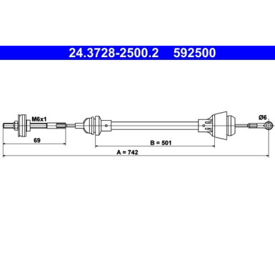 ATE Kupplungsseil | 24.3728-2500.2