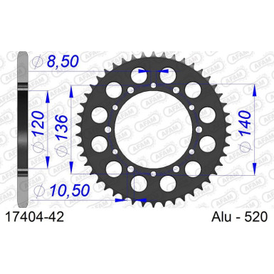 AFAM Kettenrad 42 Z ALU für 520 | KAWASAKI,SUZUKI | 17404-42