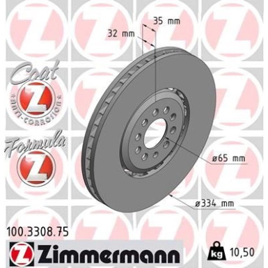 ZIMMERMANN Bremsscheibe | 100.3308.75